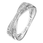 0.1ct Round Diamond Crossover Pave Set Eternity Ring in UK Hallmarked 9ct White Gold
